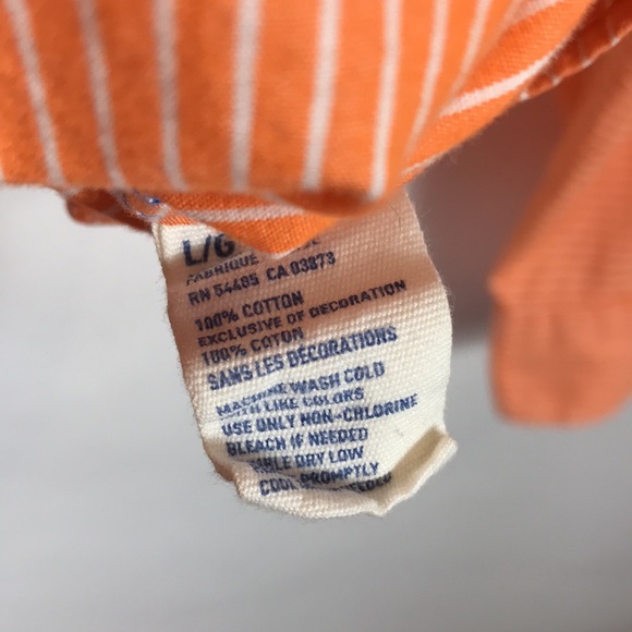 American Eagle Button Down Shirt Collared Pin strips Men size Large Orange white - Picture 8 of 9